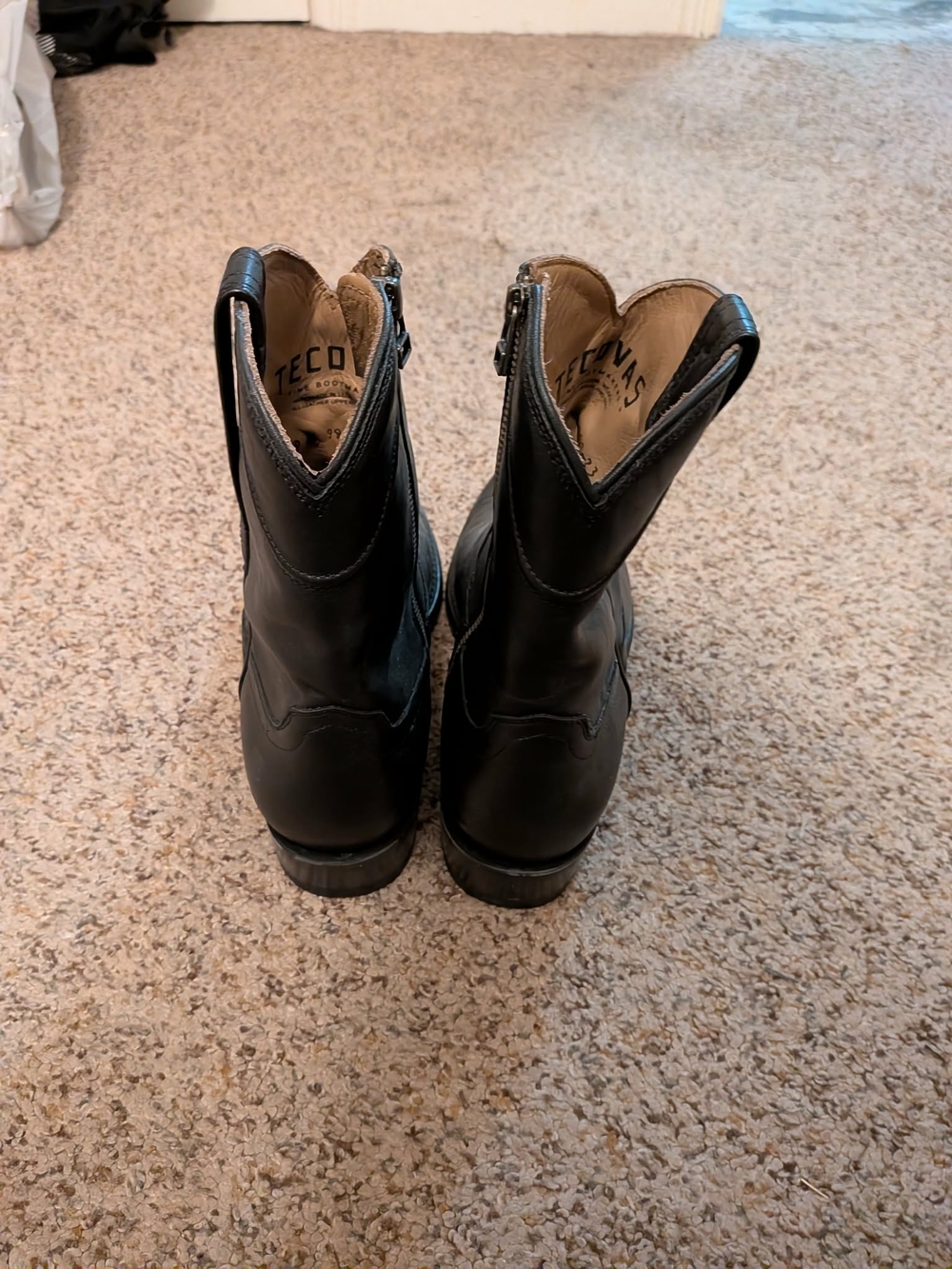 Tecovas Black Leather Western Zip-Quarter Boots - Picture 5 of 7